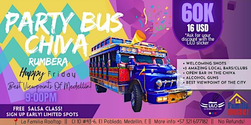 Chiva Party Bus with LiLO (Familia Rooftop)