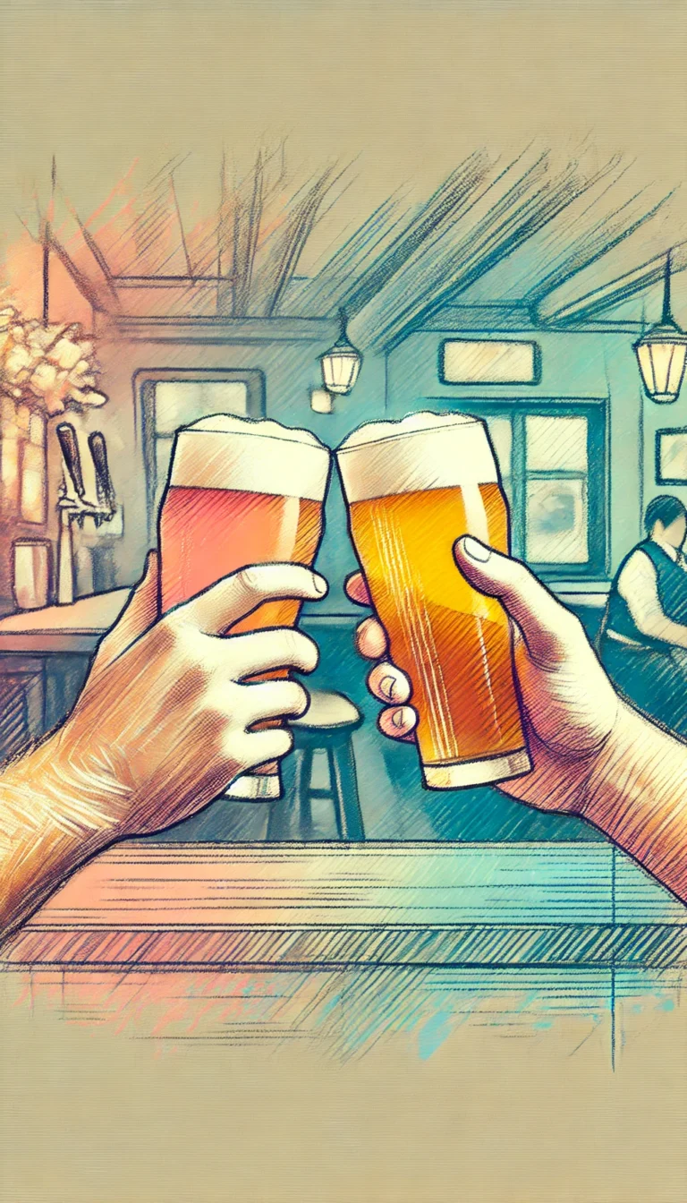 DALL·E-2024-07-09-23.26.15-Two-hands-holding-glasses-of-beer-and-clinking-them-together-transformed-into-a-pastel-art-style-with-soft-and-muted-colors.-The-background-should-fe.webp